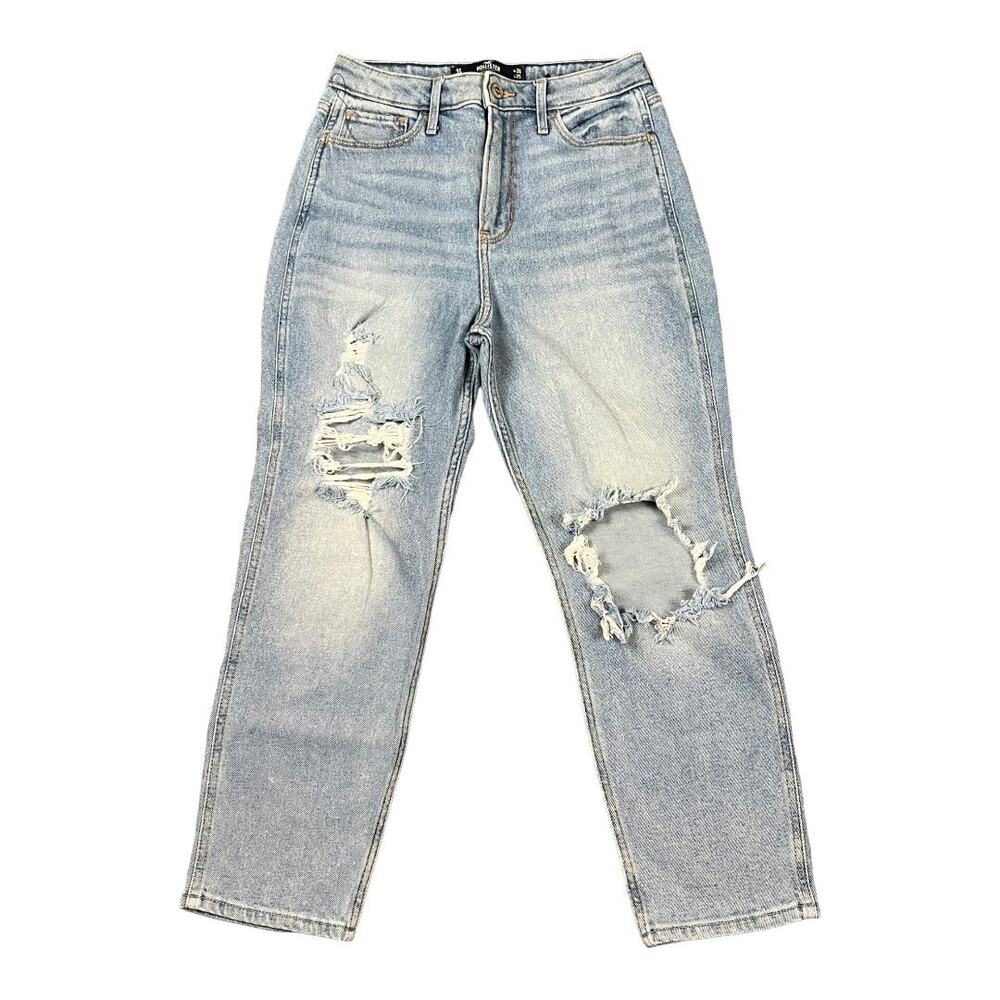 Hollister Ultra High Rise Mom Jean 3 Short 26x25 Distressed Holey Grunge